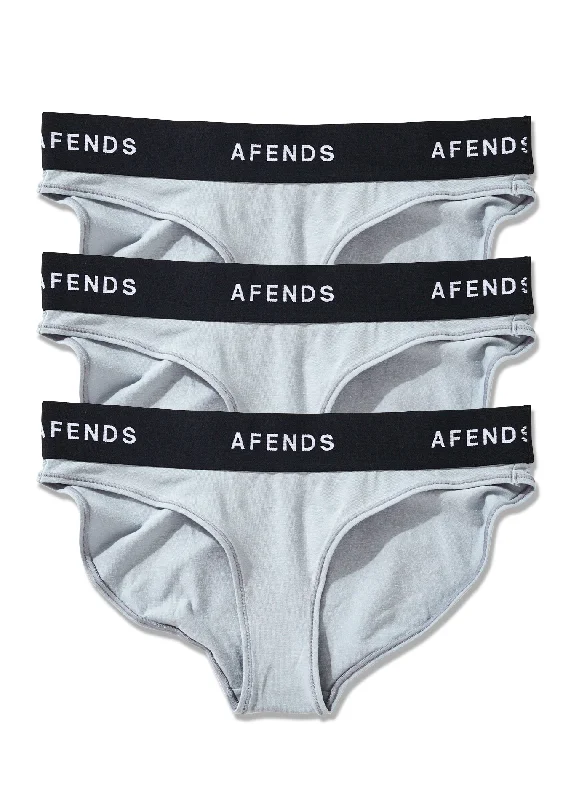 Embroidered Letters AFENDS Womens Molly - Bikini Briefs 3 Pack - Shadow