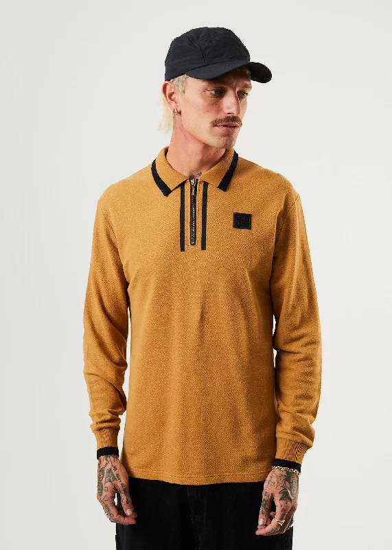 High Street Design AFENDS Unisex Small Moments - Unisex Long Sleeve Polo - Chestnut