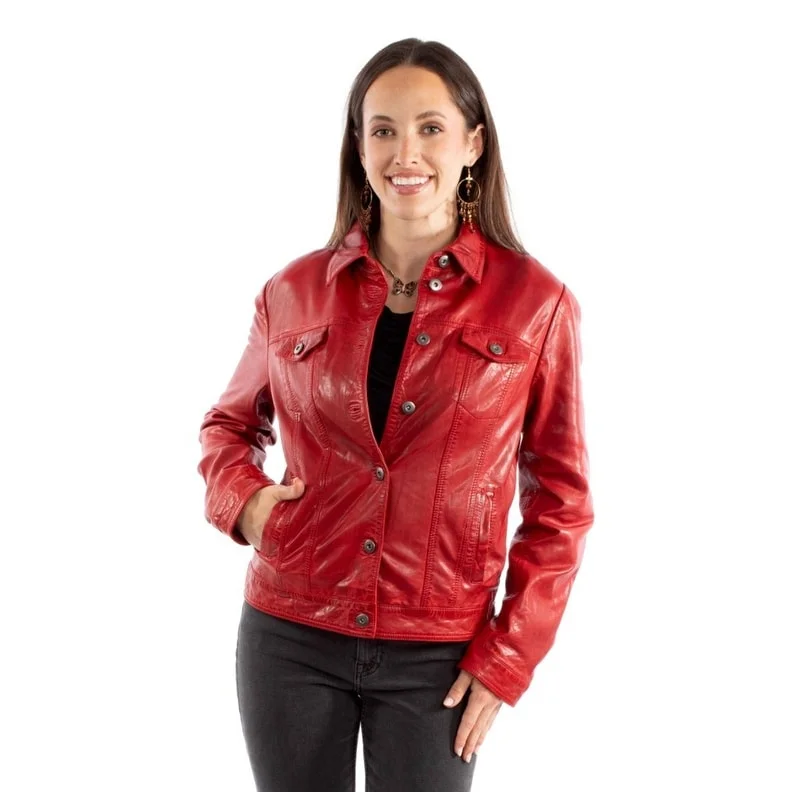 Scully Western Jacket Womens Leather Denim Vintage Red F0_L1159