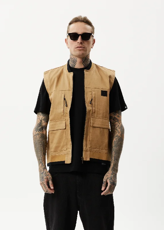 Breathable Design AFENDS Unisex Small Moments - Unisex Zip Up Vest - Chestnut