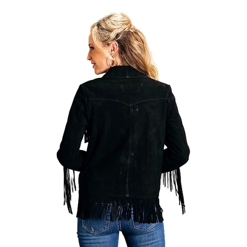 Stetson Western Jacket Womens Fringe Black 11-098-0539-0078 BL