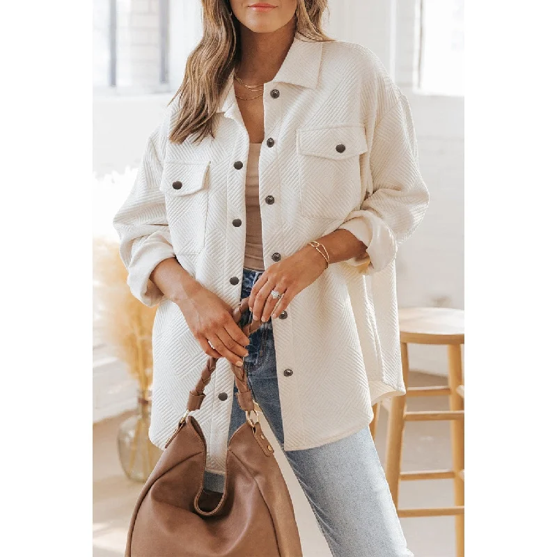 Rosalie Textured Flap Pocket Buttoned Shacket