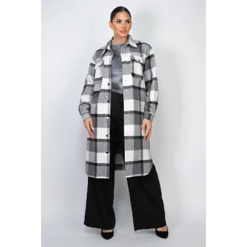 Plaid Buttoned Shacket Coat