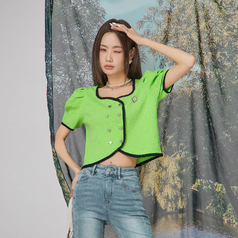 Fashion Selection Heart Button Short Sleeve Jacket