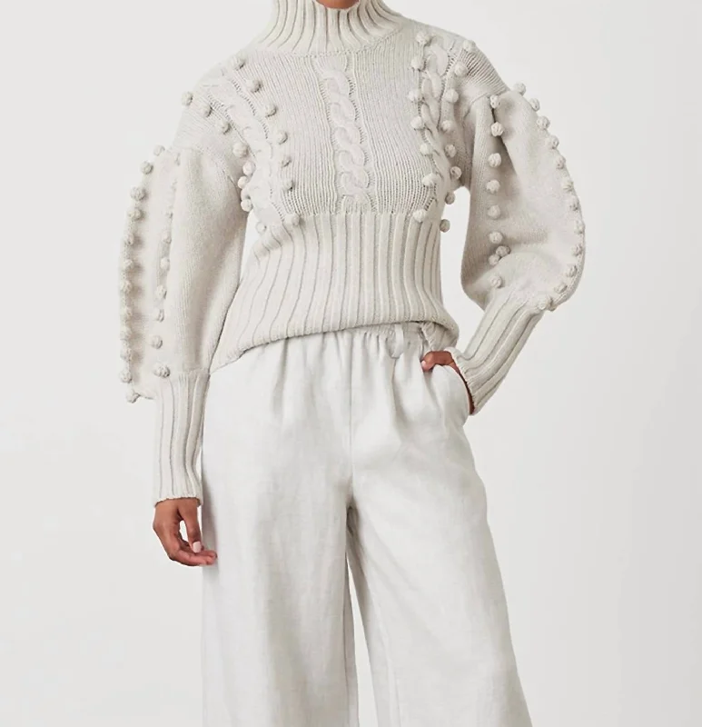 Eva Wool Knit Sweater In Pearl Marle