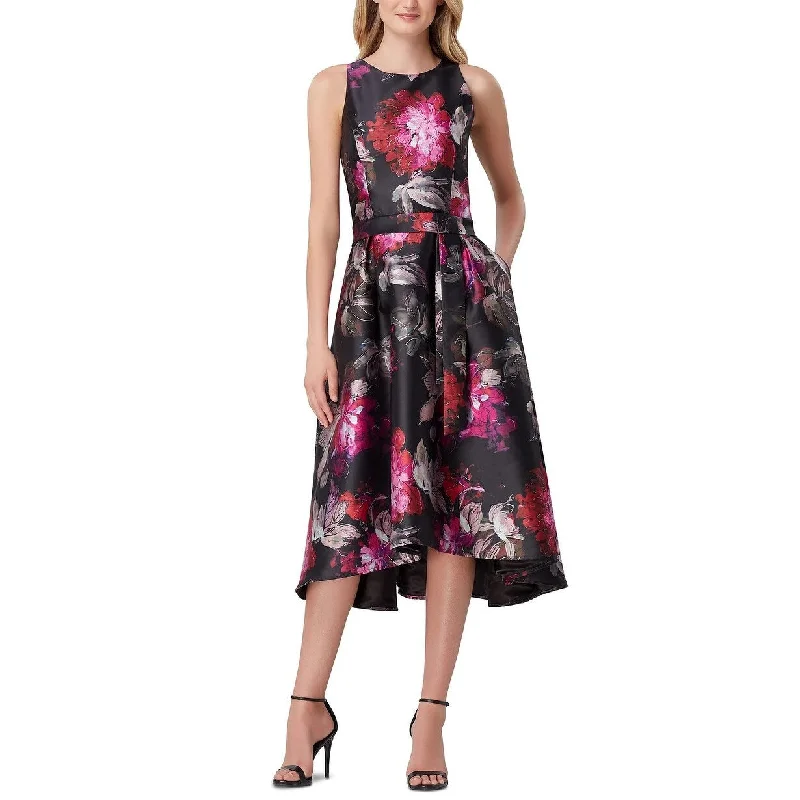Warm Layers Tahari ASL Women's Mikado Floral Fit & Flare Midi Dress Black Pink Size 2 Warm Layers Tahari ASL Women's Mikado Floral Fit & Flare Midi Dress Black Pink Size 2