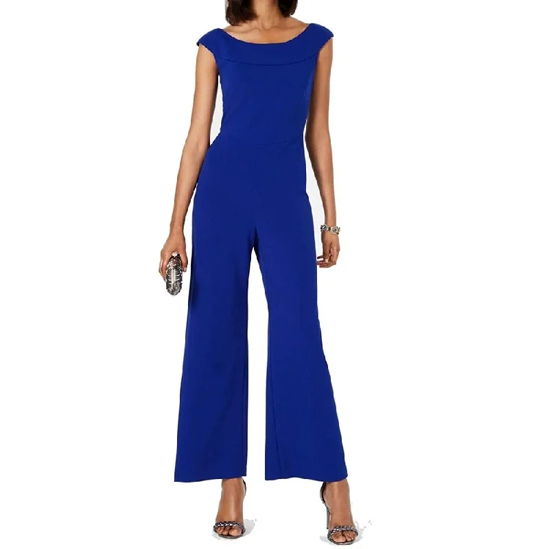 Classic Comfort Connected Women's Wide-Leg Jumpsuit Med Blue Size 14