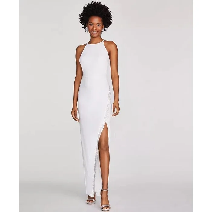 Timeless Style BCX Junior's Rhinestone Faux Wrap Gown White Size X-Large - XL