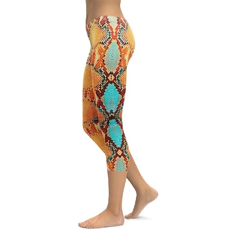 Colorful Snake Pattern Capris