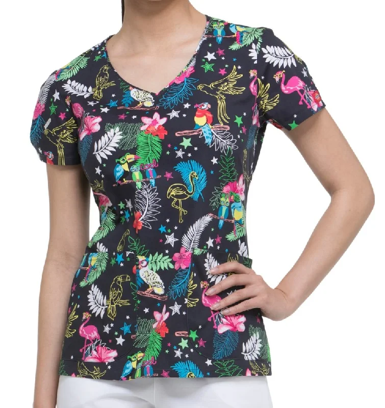 Dickies EDS V-Neck Scrub Top, S, Look Who's Squawking