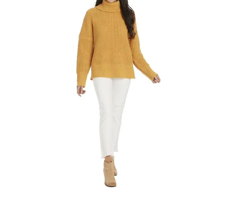 Randi Waffle Knit Sweater In Orange