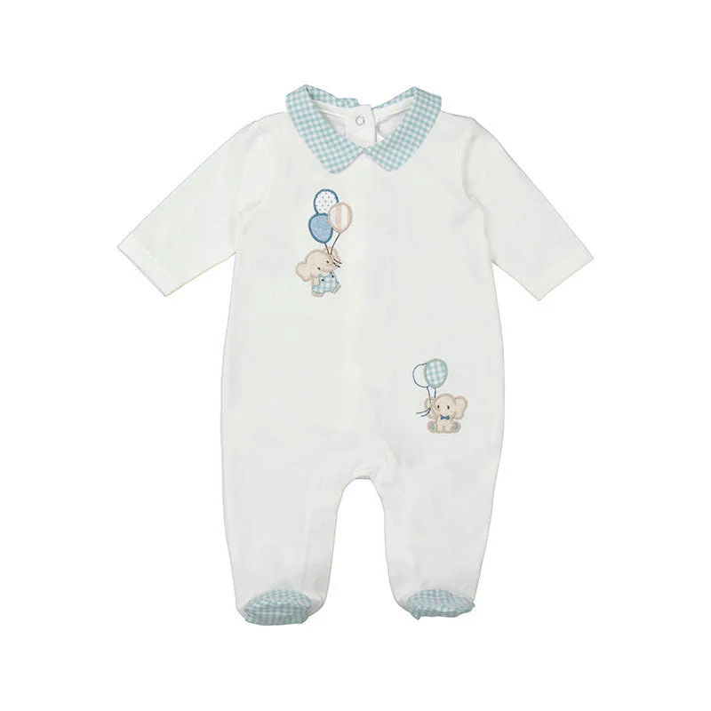 White Elephant Embroidered Babygrow