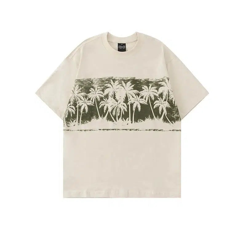 Coconut Tree Print Oversize T-shirt