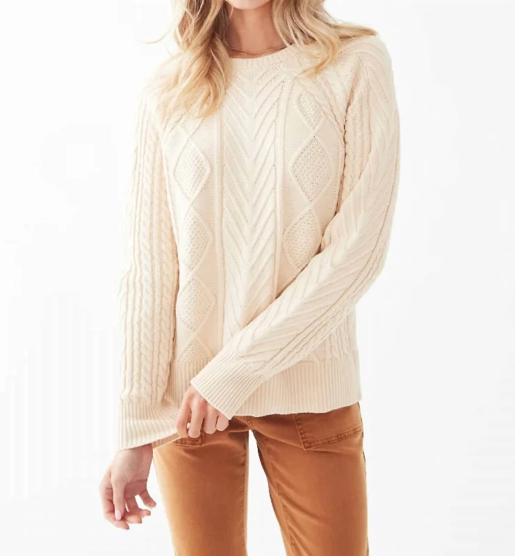 A-Line Cable Sweater In Cream