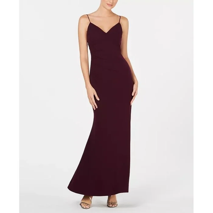 Effortless Looks Calvin Klein Women's Side-Ruched Gown Purple Size 4