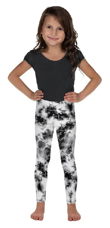 Black & White Tie Dye Kid's Leggings