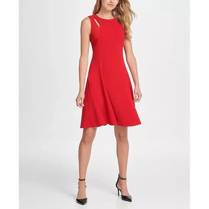 Cozy Lounge Wear DKNY Women's Cutout Fit & Flare Dress Medium Red Size 16