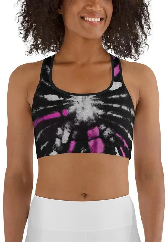 Tie Dye Black Sports Bra