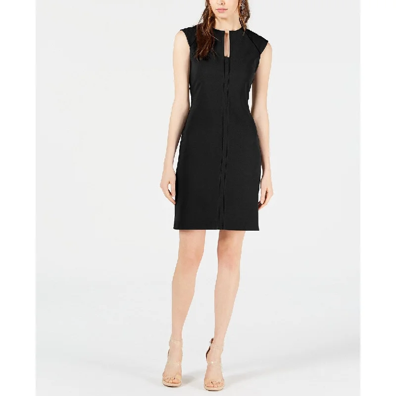 Cozy Knits Bar III Women's Split-Neck Bodycon Dress Black Size Small