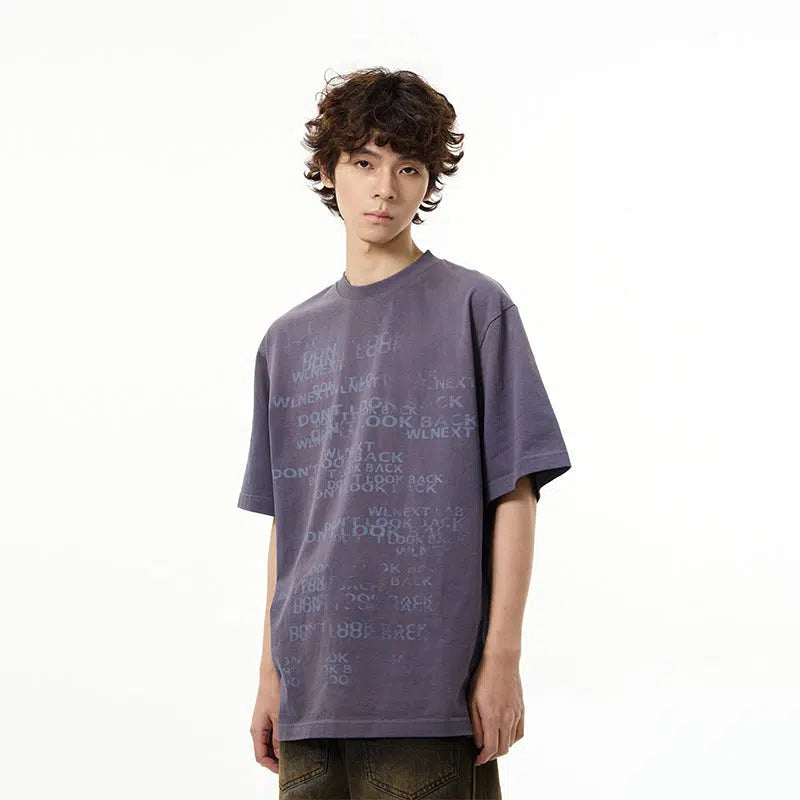 Text Print Crew Neck T-shirt