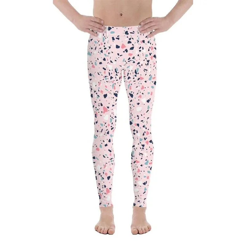 Pink Terrazzo Marble Men's Leggings