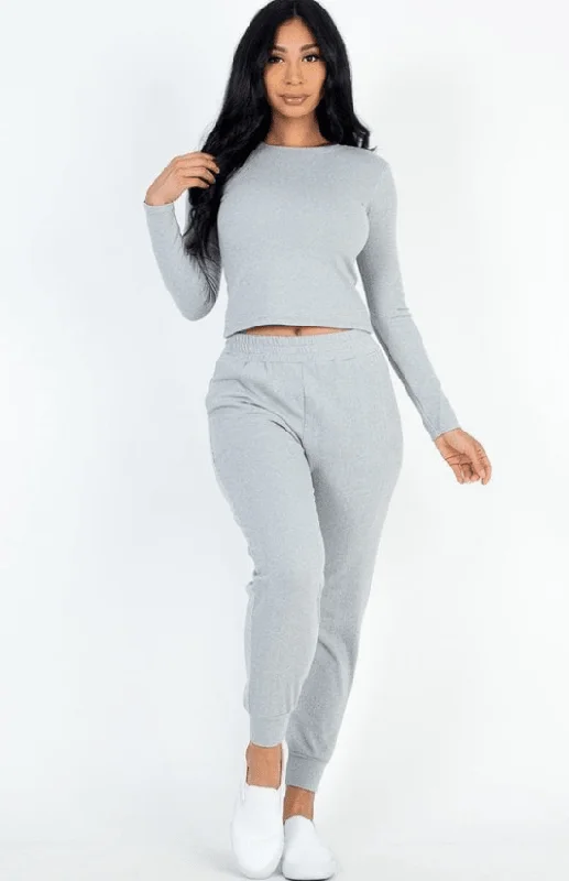 Sara Ribbed Sweatshirt Joggers set for women