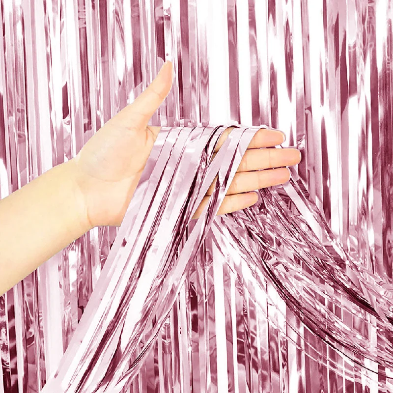 3ft X 6.5ft FOIL FRINGE CURTAIN - METALLIC PINK