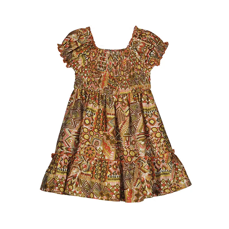 Gold Mosaic Print Summer Dress