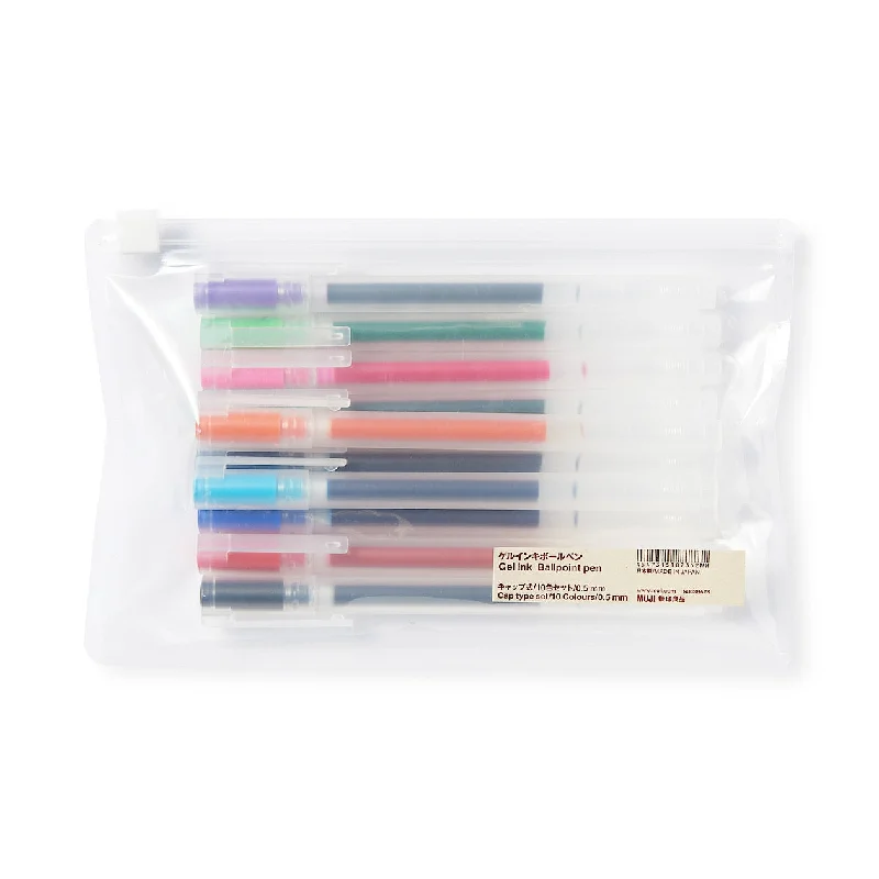 Gel Ink Ballpoint Pen - Cap Type Set 0.5mm (10 Colours)