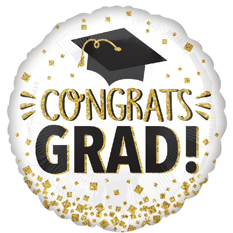 28 inch CONGRATS GRAD GOLD GLITTER