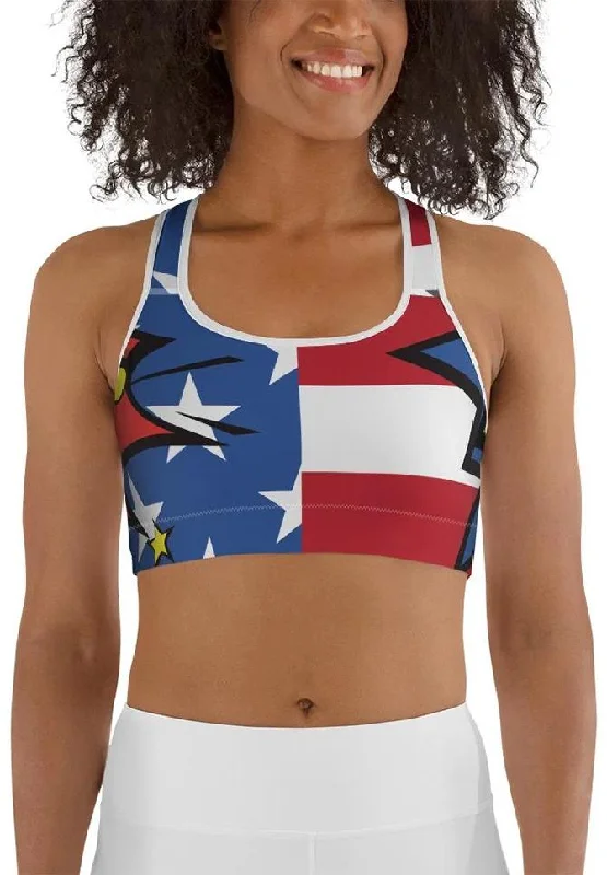 Proud American Pop Art Sports Bra