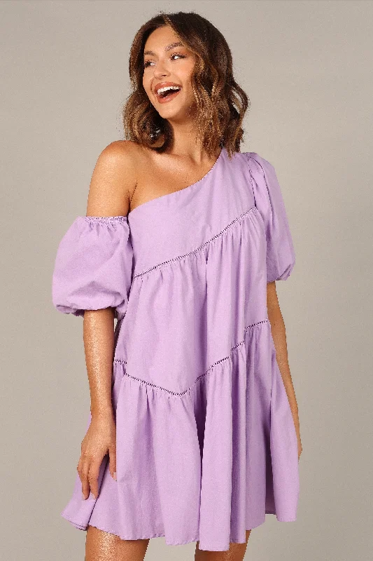 Lottie Off Shoulder Mini Dress - Lilac