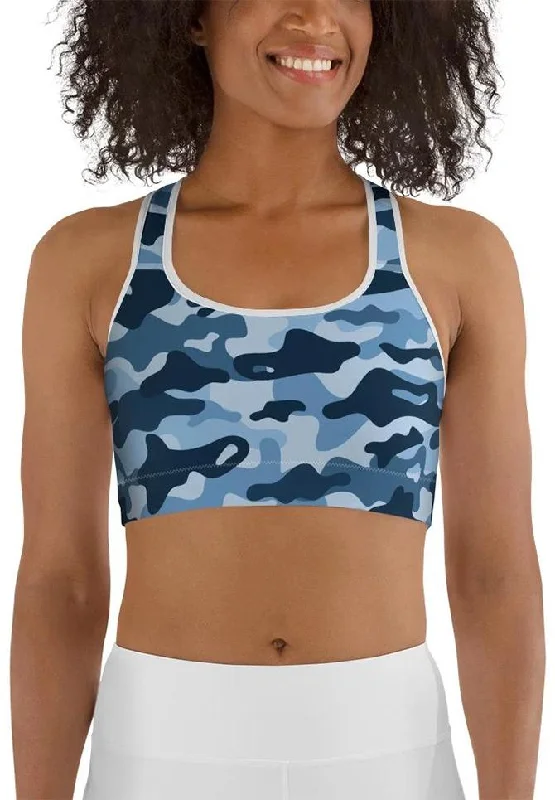 Blue Camo Sports Bra