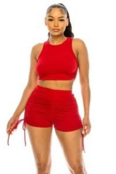 Rosie round neck cropped tank top and shorts set for women