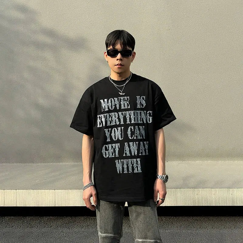 Oversized T-Shirt with Bold White Text Print