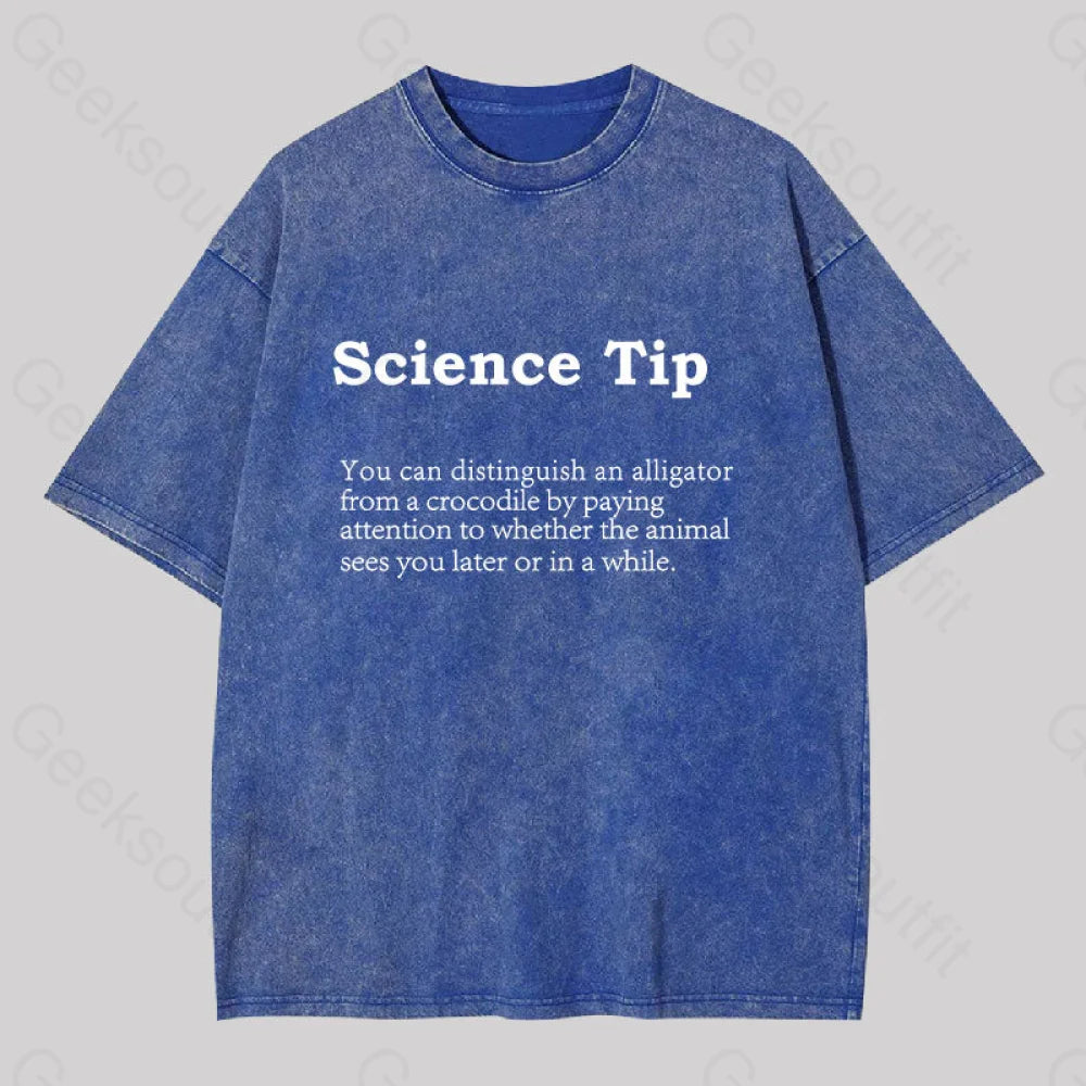 Crocodile Alligator Funny Science tip Washed T-shirt