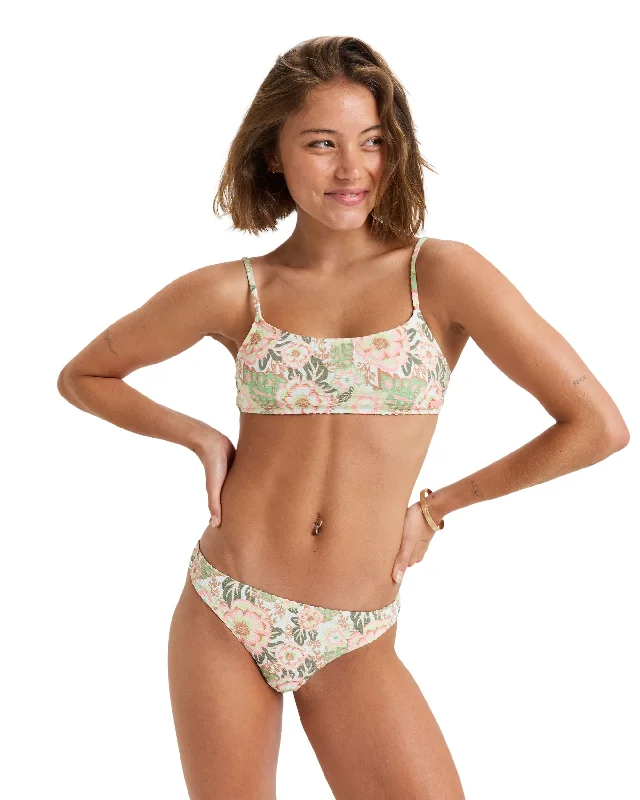 Canarias Moderate Bikini Bottom - Oil Green Wild Flower Swim