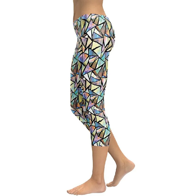 Geometric Mirror Glass Capris