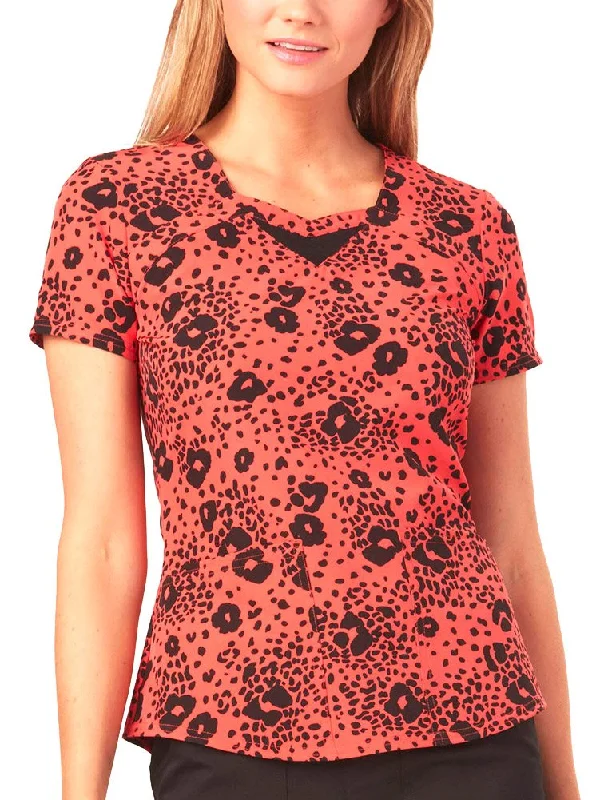 heartsoul Women's Sweetheart Neck Animal Print Scrub Top X-Small Print