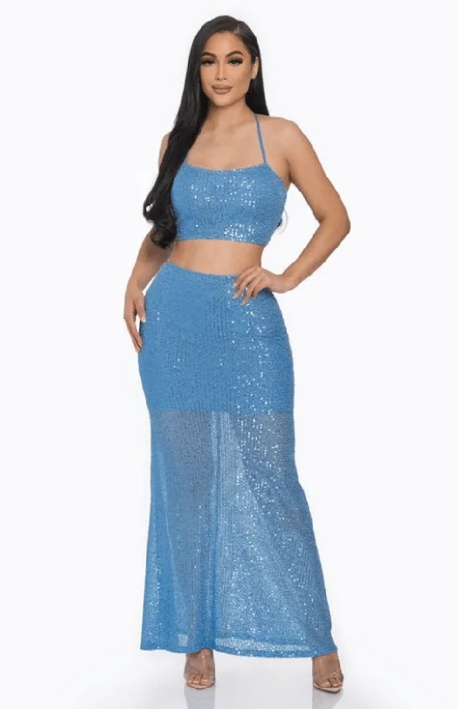 Vena Figure-Skimming Mermaid Crop Top & Long Skirt Set