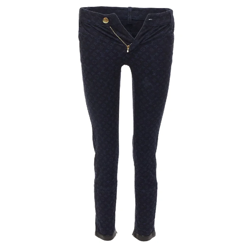 Tropical Style Louis Vuitton LV Monogram Leather Trim Skinny Jeans