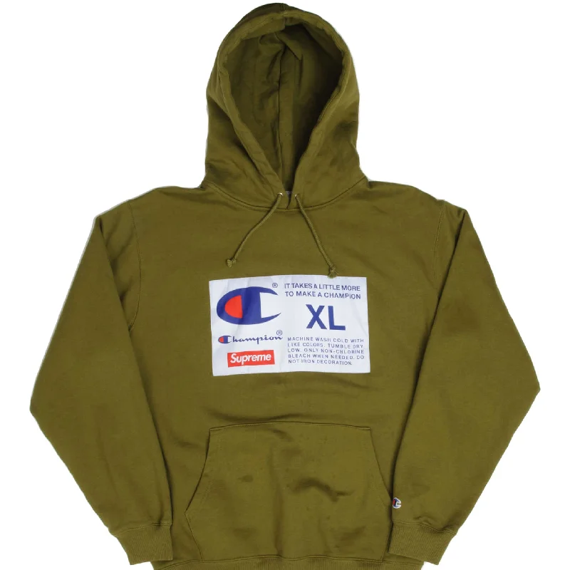 CHAMPION X SUPREME BIG LABEL SWEATSHIRT HOODIE FW18 SIZE XL