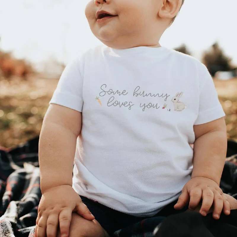 Some Bunny Loves You Kids Graphic Tee | White