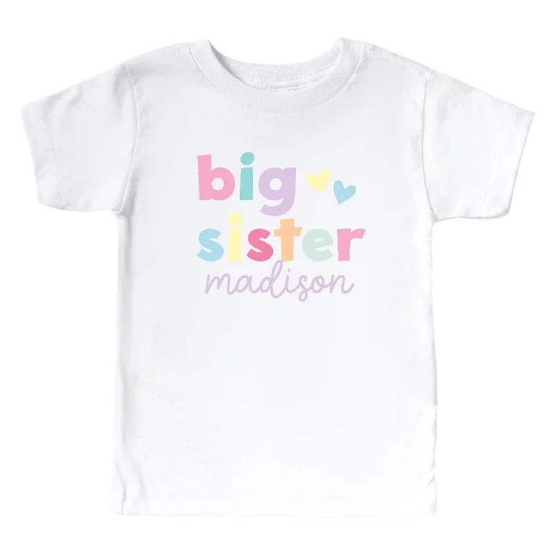 Personalized Big Sibling Kids Graphic Tee | White