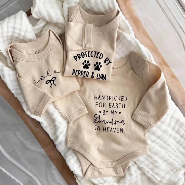 Personalized Long Sleeve Graphic Bodysuits | Natural