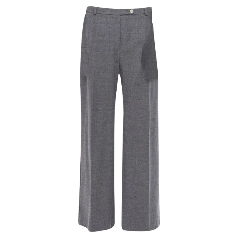 High Street Design Sportmax virgin wool blend concealed pocket wide leg pants